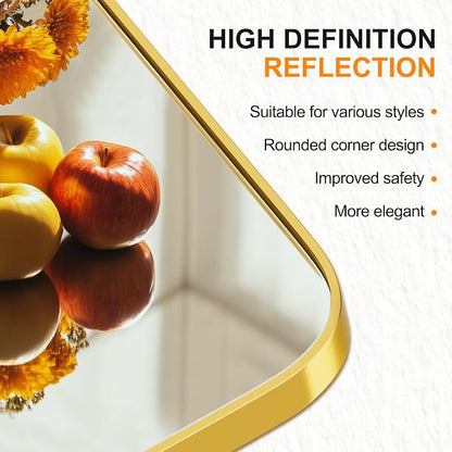 Bathroom Vanity Mirror, Gold Framed Mirror for Over Sink, 36x24 | HD glass, distortion-free for makeup and grooming, Sturdy frame, all mounting hardware, hangs horizontal or vertical