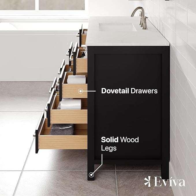 Eviva Aberdeen 60 in. Espresso Single Sink Bath Vanity with Carrara Quartz Top and Undermount Porcelain Sink