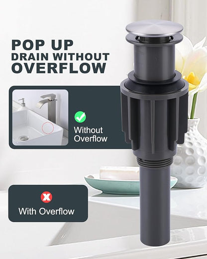 Vessel Sink Faucet Brushed Nickel: ARCORA Single Hole Tall Bathroom Faucet, Single Handle Tall Waterfall Bathroom Faucet with Pop Up Drain and cUPC Supply Lines