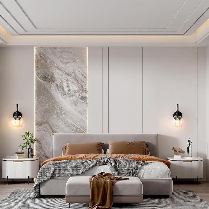 1-Light Bathroom Wall Sconces,Matte Black Sconces Wall Lighting | with Clear Glass Shade, Modern Vanity Light Fixtures, Indoor Lamp Wall Mount Light for Mirror, Bedroom, Bathroom