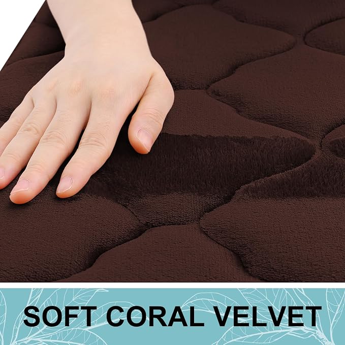 OLANLY Memory Foam Bath Mat Rug 40x32, Ultra Soft and Absorbent Bathroom Rugs, Non-Slip, Comfortable, Machine Washable Bath Carpet for Bathroom Floor, Tub, Shower and Home Decor Accessories, Brown