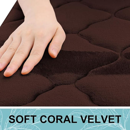 OLANLY Memory Foam Bath Mat Rug 24x16, Ultra Soft and Absorbent Bathroom Rugs, Non-Slip, Comfortable, Machine Washable Bath Carpet for Bathroom Floor, Tub, Shower and Home Decor Accessories, Brown