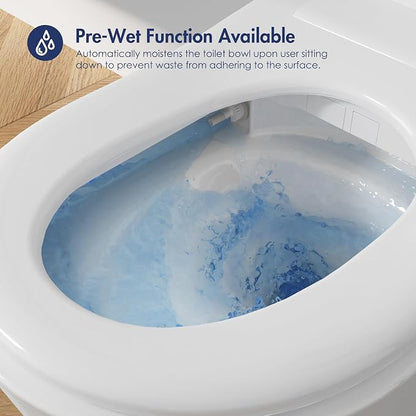 One Piece Smart Bidet Toilet, Auto Lid, Wash & Dry, White | Foot Sensor Flush, Heated Seat, Instant Warm Water, Adjustable Wash Settings, Self Cleaning Wand, Auto Flush, Pre Wet