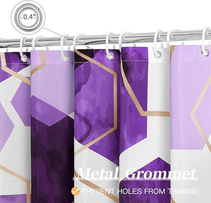 Litabel Extra Long Geometric Shower Curtain for Bathroom, 72x84 | Extra Long Modern Minimalist Shower Curtais, Purple Geometric Art Print Abstract Waterproof Bath Curtain