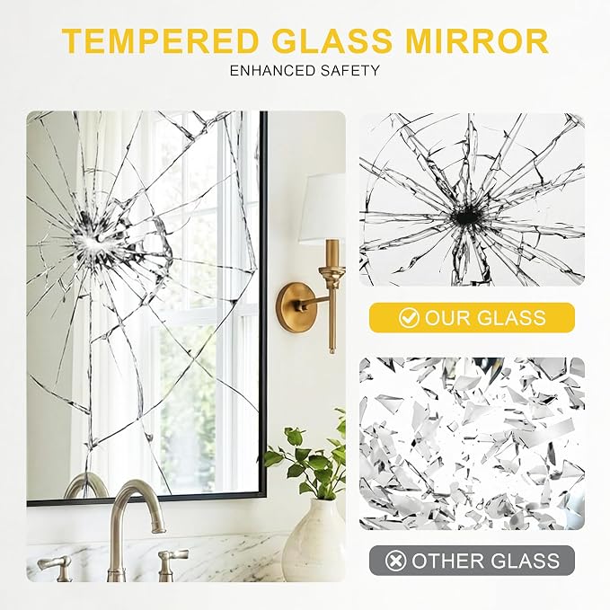 Bathroom Mirror for Wall, 2 Pack 20"x30" Black Vanity Mirror | Sturdy Rectangular Metal Frame, HD Tempered Glass, Hangs Horizontally or Vertically in Bedroom, Living Room, Entryway