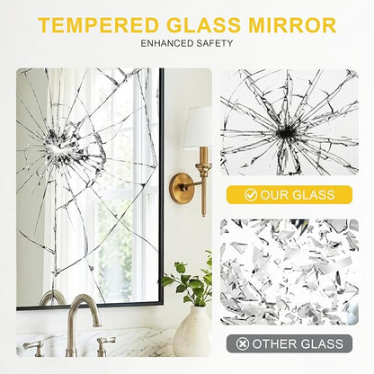 Bathroom Mirror for Wall, 2 Pack 20"x30" Black Vanity Mirror | Sturdy Rectangular Metal Frame, HD Tempered Glass, Hangs Horizontally or Vertically in Bedroom, Living Room, Entryway