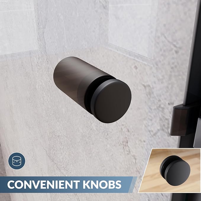SUNNY SHOWER 58.5-60 in.W x 72 in.H Glass Shower Door, Semi Frameless Double Sliding Shower Door, 1/4" Clear Glass, Black Finish