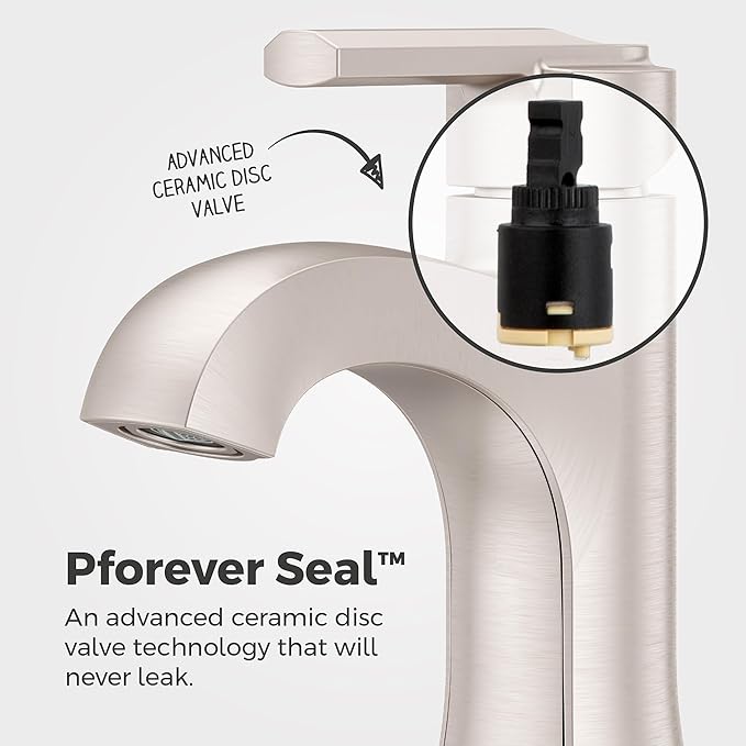 Pfister Vaneri Bathroom Sink Faucet, Single Control, 1-Handle, Single Hole, NSF Certified, Spot Defense Brushed Nickel Finish, LF042VRIGS