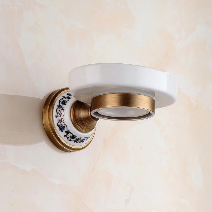 Antique Bronze Brass Soap Dish, Soap Holder Wall Mounted Bathroom Hardware Accessories,Porcelain Design