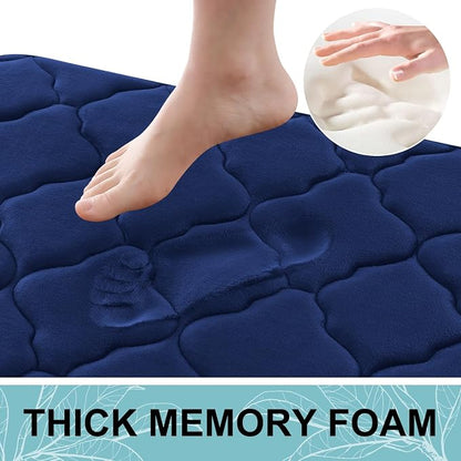 OLANLY Memory Foam Bath Mat Rug 47x32, Ultra Soft and Absorbent Bathroom Rugs, Non-Slip, Comfortable, Machine Washable Bath Carpet for Bathroom Floor, Tub, Shower and Home Decor Accessories, Navy