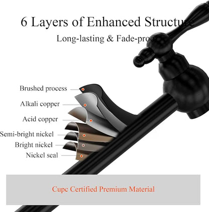 Faucets with Wall Mount Double Joint Swing Arms - Leak Free Design with High-Flow Aerators - Retractable & Folding for Space Saving
