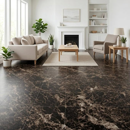 Peel and Stick Floor Tile 12 x 12 Inch Self Adhesive Marble Vinyl Flooring | waterproof and removable sticker tiles, 20-pack covers 20 Sq. Ft, DIY tiles for bedroom, bathroom, kitchen and dining room