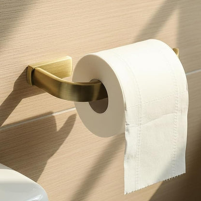 Flybath 2PC Set Toilet Paper Holder and Towel Holder Brushed Brass Antique | Rust-proof, Sturdy, Vintage Gold Hand Towel Ring Bar Rod Rack, Retro Loo Roll Holder Stand, Bathroom Accessories Wall Mount