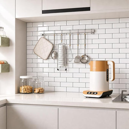 Peel and Stick Backsplash for Kitchen, 3D Subway Thicker 10 Tiles | 12''x12'' Self Adhesive Back Splash for Kitchen, Bathroom, White With Gray Grout