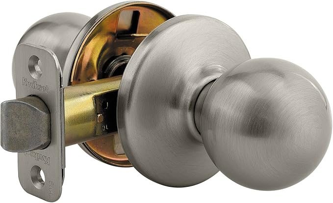 Kwikset Polo Interior Passage Door Knob, Handle for Closet and Hallway Doors, Non-Locking Doorknob in Satin Nickel, with Microban Protection (Pack of 2)