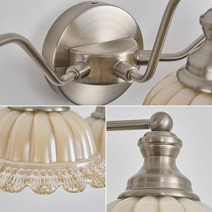 Brushed Nickel Bathroom Vanity Light White 3 Light
