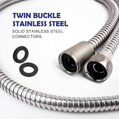 Shower Hose, Extra-Long Stainless Steel Handheld Shower Head Hose with Stainless Steel Insert and Nut,Brushed Nickel Finish (Silver, 118 Inches)