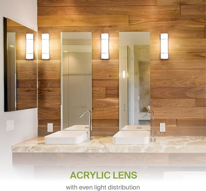 ASD LED 18" Vanity Flush Mount Light Fixture, Linear Bathroom Lighting Bar | 3CCT, Dimmable, Energy Star, ETL Listed | 20W 1650LM 3000-5000K 120V | Long Bath Wall Sconce Over Mirror | Nickel, 2 Pack