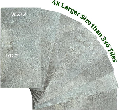 AULIGET 20-Piece Mountain Rock Peel and Stick Backsplash Wall Tiles, 6" x 12" PVC Faux Stone Stick on Tiles for Backsplash Kitchen, Bathroom, Laundry Room, Camper, Fireplace