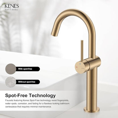 Champagne Bronze Vessel Sink Faucet, 1 Handle Tall Bathroom Faucet | Vessel Bowl Faucet with Pop Up Drain & Supply Lines, Lead-Free cUPC & NSF Certified, 1 Hole Faucet for Vanity RV Restroom