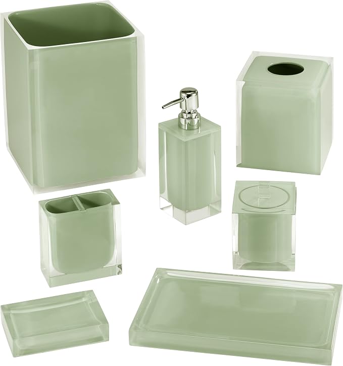 IZOD - Durable Resin Tumbler, Countertop Accessories, Modern Bathroom Decor, Dorm Room Essentials (Marina Green)