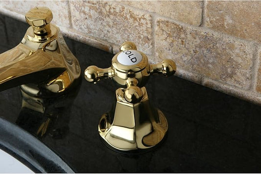 Kingston Brass KS4462BX Metropolitan Widespread Lavatory Faucet with Metal Cross Handle, Polished Brass,8-Inch Adjustable Center