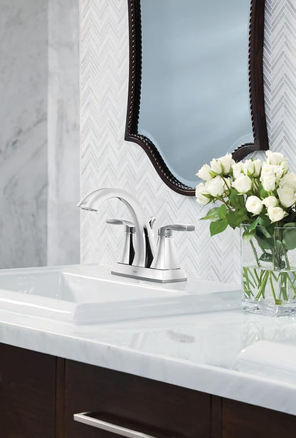 Moen Voss Chrome Two-Handle High Arc Centerset Bathroom Faucet, 6901