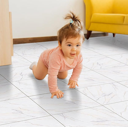 Spiareal 48 Pieces Peel and Stick Floor Tiles Vinyl Flooring 12 x 12 Inch Stick on Floor Tile Self Adhesive Waterproof DIY for Bathroom Kitchen Bedroom Living Room(Brief)