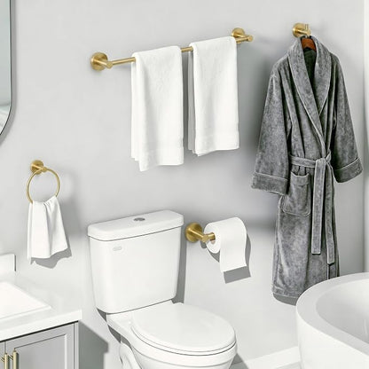 24-Inch Wall Mounted Towel Racks for Bathroom, 4-Piece Towel Bar Set | Rust-Resistant SUS 304 Stainless Steel, 4-Piece Towel Bar Set, sturdy wall mount, space-saving humid bath towel storage rack
