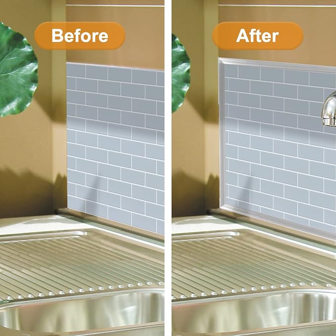 STICKGOO 10-Pack Peel and Stick Trim for Backsplash Tile Edge, 12" Tile Edge Trim Self-Adhesive Liner for Corner Decor in Silver