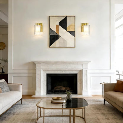 Wall Sconces Set of Two, Modern Gold Vanity Wall Lights | Double Clear Glass Shades With E26 Base, Farmhouse Wall Lights For Bathroom, Bedroom, Living Room, Mirror And Hallway.