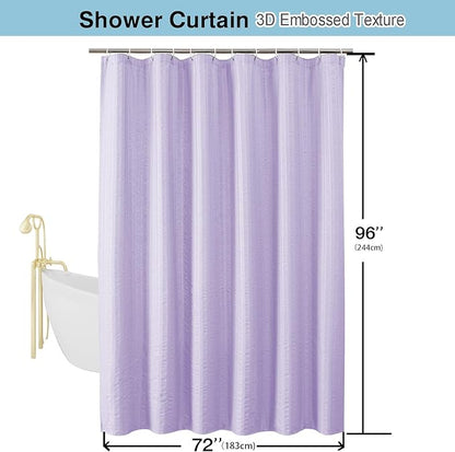Aiyufeng Light Purple Shower Curtain for Bathroom, Embossed Textured Fabric Shower Curtain for Bathroom - Soft Cloth & Hotel Spa, Machine Washable, 72X96,Light Purple