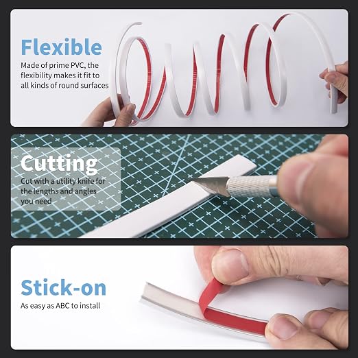 Art3d 10 ft Peel and Stick Flexible Molding Trim for Wall Tile Edge, White | Durable, Waterproof, Oil-Proof, Superior Adhesive, Useful, Easy to Clean, Ideal for Mirror Edges, Accent Walls, Backsplashes