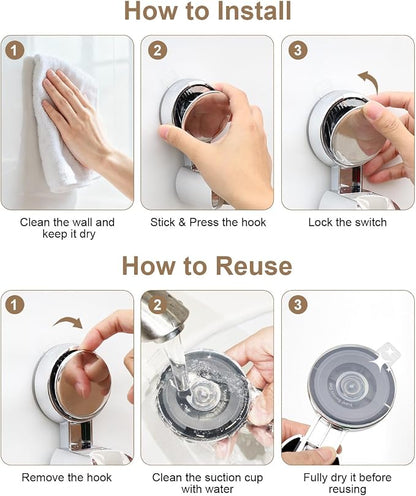 JOTPE Suction Cup Shower Head Holder, Adjustable No Drill Wall Mount Silver | 5-Angle Adjustable Shower Head Holder Fits Most Handheld Shower Heads, Reusable Suction Cup Mounts Without Drilling