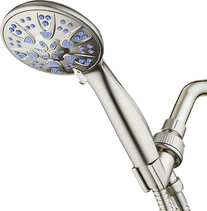 AquaDance Antimicrobial/Anti-Clog High-Pressure 6-setting Hand Shower with Nozzle Protection from Growth of Mold, Mildew & Bacteria for Stronger Shower! - Sunset Blue