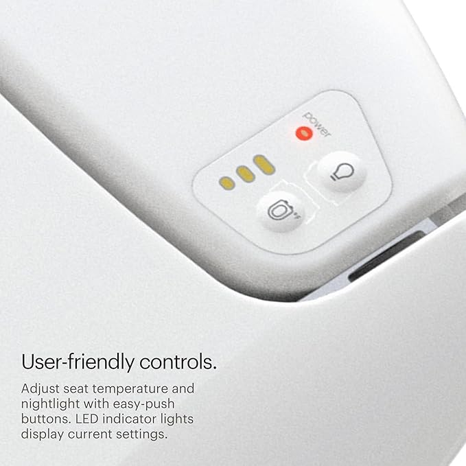Brondell L60-RW LumaWarm Heated Toilet Seat with Night Light, 3 Temperature Settings, Gentle Close Lid,Easy Installation,Built-In Controls,Round,White