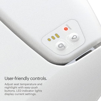 Brondell L60-RW LumaWarm Heated Toilet Seat with Night Light, 3 Temperature Settings, Gentle Close Lid,Easy Installation,Built-In Controls,Round,White