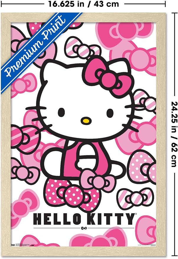 Hello Kitty: 16 Core - Bows Wall Poster, 22.4L" x 14.7W", Blonde Framed Version