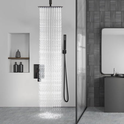 Aolemi Ceiling Shower Faucet with Handheld 16 Inch Head Oil Rubbed Bronze | Shower Valve and Trim Kit,SUS304 Rain Head and Handle Set System,All Metal,Bathroom, Handheld Spray