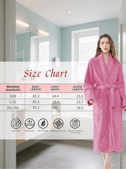 Soft Robe For Women，Warm Plush Bath Robes Female，Spa Towel After Shower Lightweight Long Bathrobe