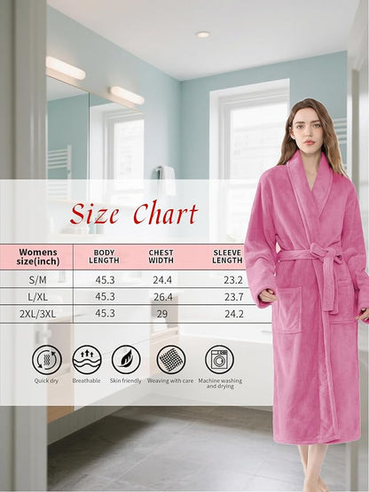 Soft Robe For Women，Warm Plush Bath Robes Female，Spa Towel After Shower Lightweight Long Bathrobe