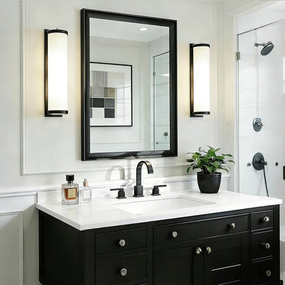 24x36 Inch Black Bathroom Mirrors for Over Sink | Rectangle Vanity Wall Mirror for Bedroom, Entryway, Living Room Decor, Aluminum Framed, Curved Wide Edge, Anti-Rust
