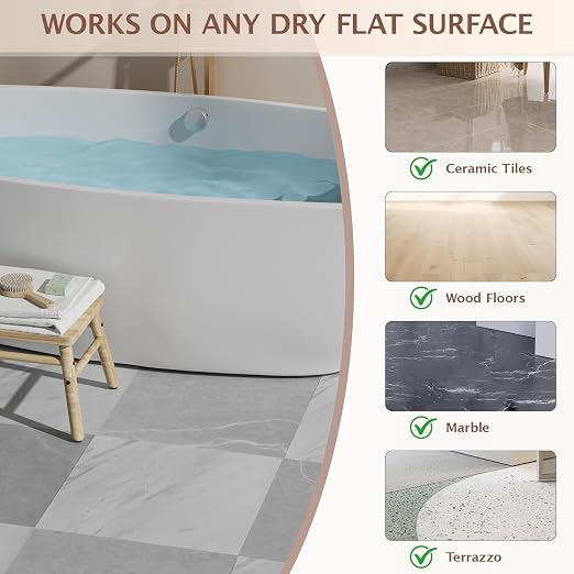 Peel and Stick Floor Tile, 30 PCS 12" x 12" Checkered Waterproof Marble Luxury Vinyl Tiles, Easy DIY Self Adhesive Vinyl Flooring for Bathroom, Kitchen, Living Room, Charcoal Gray/Light Gray