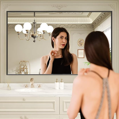 LOAAO Black Bathroom Mirror 72"X36" | Tempered Glass, Hangs Vertically or Horizontally, Easy to Install, Wall Mounted, Modern Design