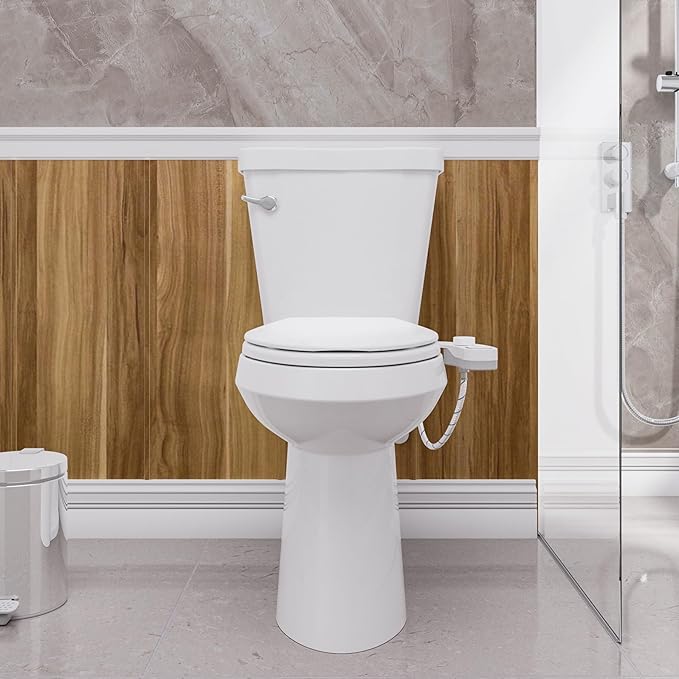 Left Hand Bidet Toilet Seat Non-Electric,Fits Elongated Toilets - Soft Close Lid,Quick-Release for Easy Cleaning - Dual Nozzle System with Self Cleaning,Adjustable Water Pressure