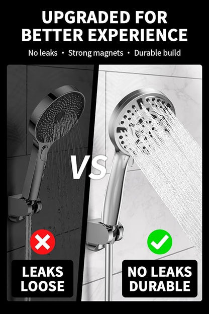 Magnetic Shower Head with Handheld - 10 Spray Modes High Pressure Filtered Showerhead, Detachable Magnetic Mount, Built-in WaterFilter, Extra Cleaning Nozzle, Chrome