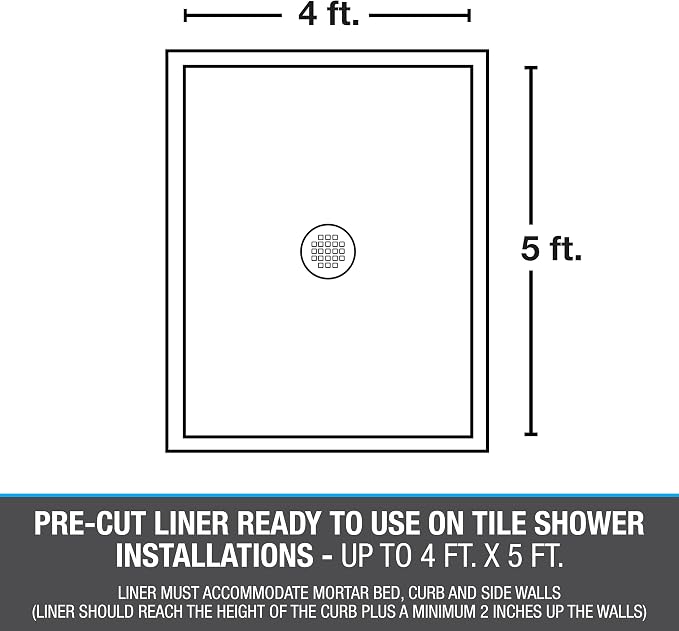 Oatey PVC Shower Pan Liner Kit Gray 5' x 6'