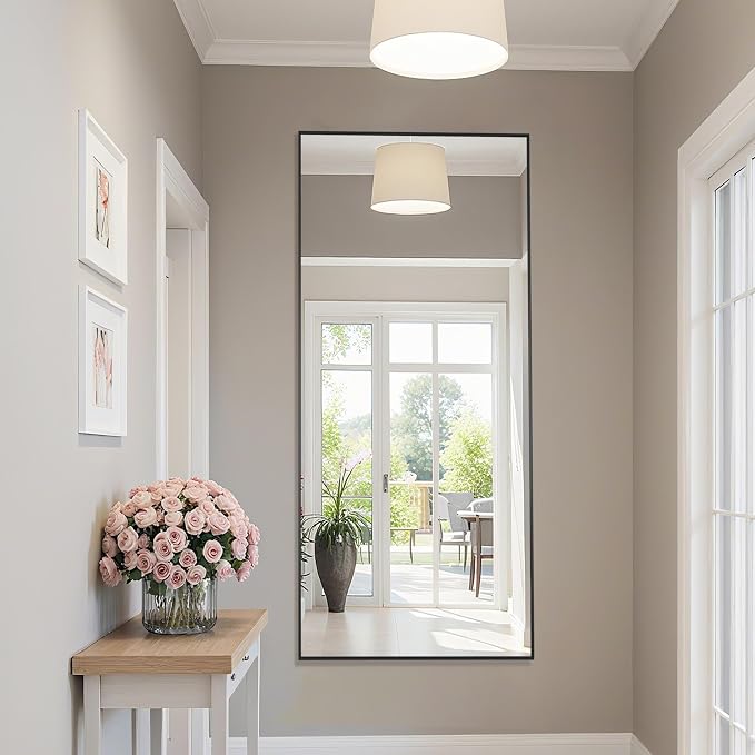 Bathroom Mirror 71" x 32", Large Rectangle Wall Mirror, Black Metal Frame Wall Mounted Mirrors for Bathroom, Vanity, Bedroom, Entryway Decor(Horizontal/Vertical)