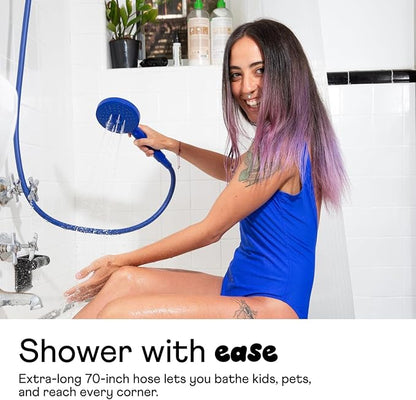 sproos! - Handheld Showerhead, High Pressure Performance, Vitamin C | Colorful - Easy DIY Installation - Renter Friendly - 3 Spray Functions with Pause - Extra Long 70 Inch Flexible Hose