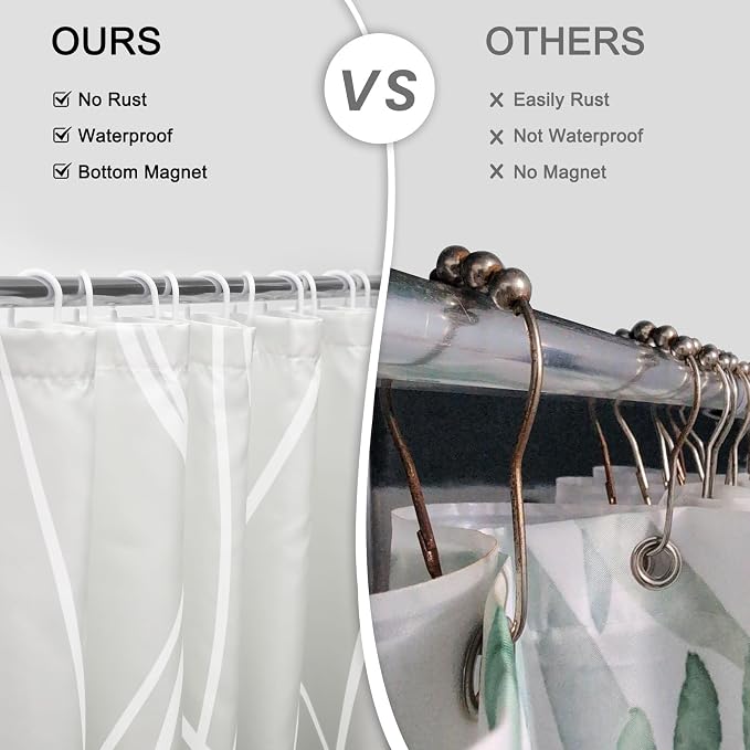 Striped Shower Curtain for Bathroom, Ombre Dark Grey, 72" W x 72" L | with Hooks, Modern Hotel Style, Water Repellent, Washable, Weighted Hem